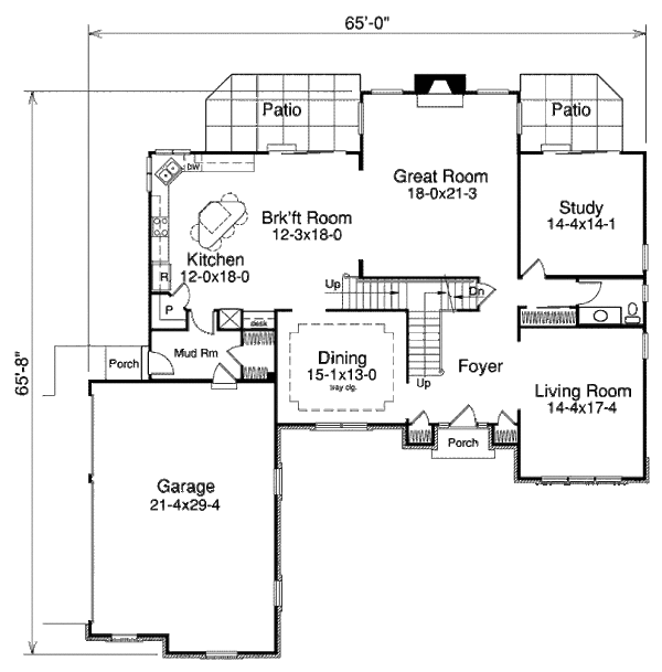European Floor Plan - Main Floor Plan #57-363