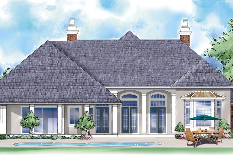 Home Plan - Exterior - Rear Elevation for European House Plan #930-296 - 3 bed, 2 bath