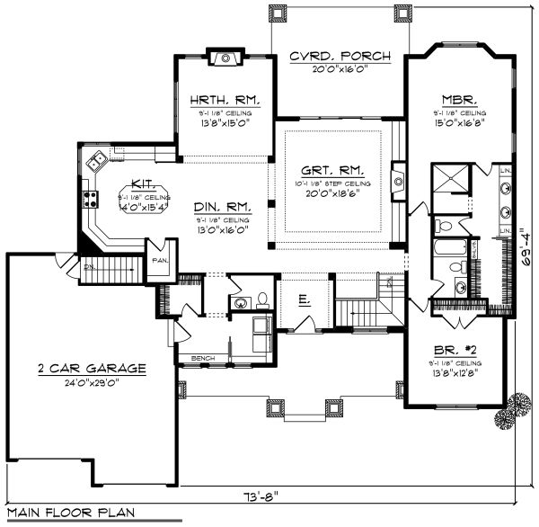 Ranch Floor Plan - Main Floor Plan #70-1273