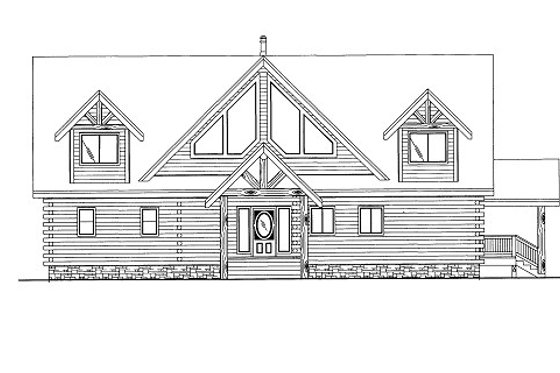 Exterior - Front Elevation 3 for Log House Plan #117-599 - 3 bed, 3 bath