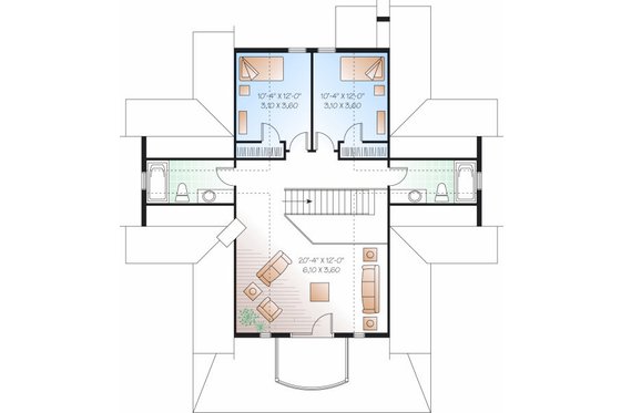 Floor Plan - Upper Floor for Traditional House Plan #23-851 - 3 bed, 3.5 bath