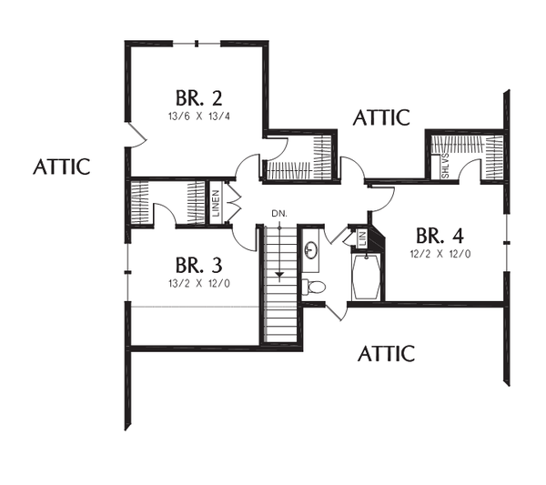 Home Plan - Craftsman Floor Plan - Upper Floor Plan #48-708