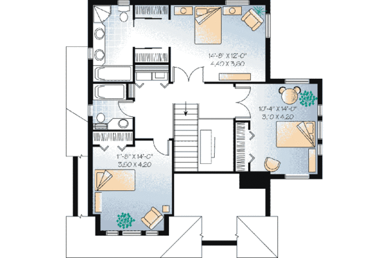 Floor Plan - Upper Floor for Traditional House Plan #23-450 - 3 bed, 2.5 bath