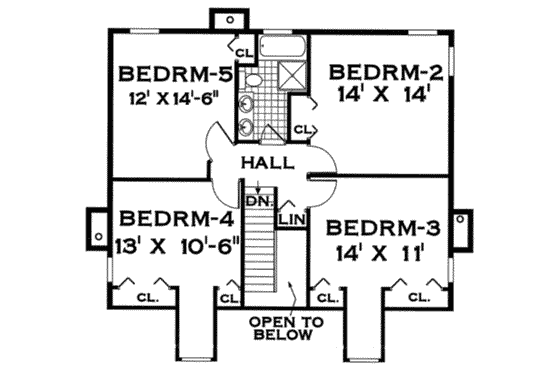 Floor Plan - Upper Floor for Farmhouse House Plan #3-211 - 5 bed, 2.5 bath
