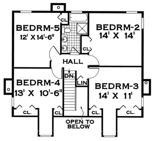 Traditional Floor Plan - Upper Floor Plan #3-211