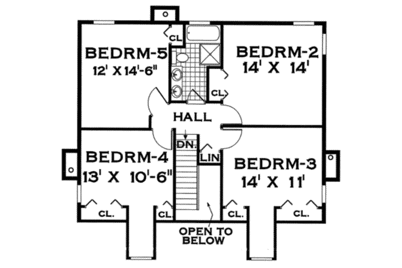 Home Plan - Floor Plan - Upper Floor for Farmhouse House Plan #3-211 - 5 bed, 2.5 bath