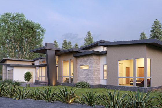Exterior - Front Elevation 3 for Contemporary House Plan #1066-195 - 4 bed, 4.5 bath