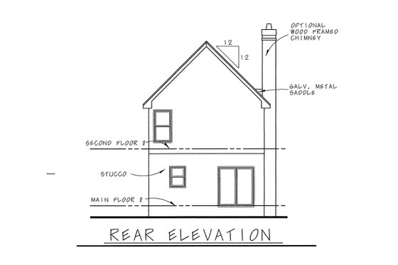 Exterior - Rear Elevation for European House Plan #20-1754 - 3 bed, 3 bath