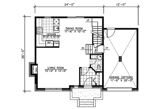 Floor Plan - Main Floor for European House Plan #138-284 - 3 bed, 1.5 bath