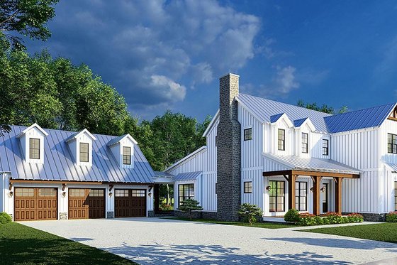 Exterior - Front Elevation 4 for Farmhouse House Plan #923-273 - 4 bed, 3.5 bath