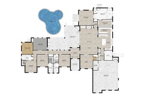 Floor Plan - Main Floor for Mediterranean House Plan #1110-44 - 4 bed, 4.5 bath