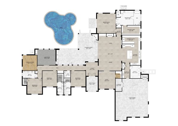 Mediterranean Floor Plan - Main Floor Plan #1110-44