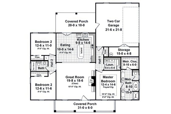 Floor Plan - Main Floor for Traditional House Plan #21-628 - 3 bed, 2 bath