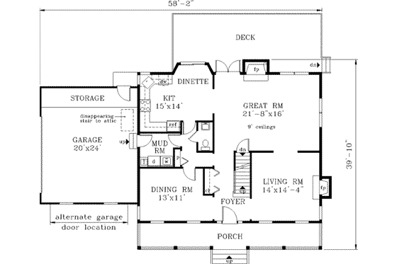 Floor Plan - Main Floor for Farmhouse House Plan #3-193 - 4 bed, 2.5 bath