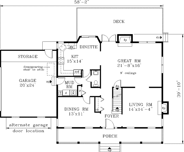 Southern Floor Plan - Main Floor Plan #3-193