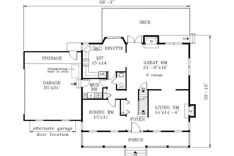 Home Plan - Floor Plan - Main Floor for Farmhouse House Plan #3-193 - 4 bed, 2.5 bath