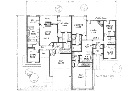 Floor Plan - Main Floor for European House Plan #310-458 - 3 bed, 2 bath