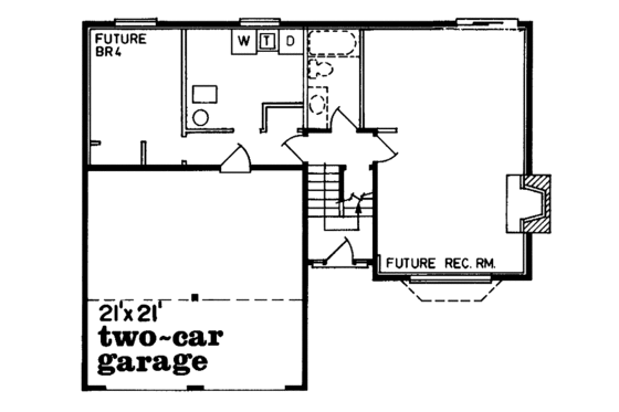 Floor Plan - Lower Floor for Traditional House Plan #47-603 - 3 bed, 2 bath