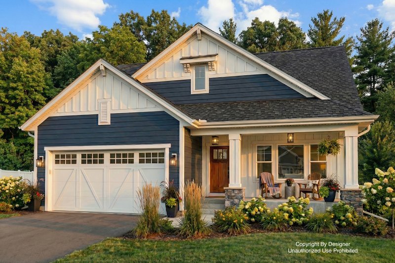 Craftsman Style House Plan - 3 Beds 2 Baths 1568 Sq/Ft Plan #51-1400 Exterior