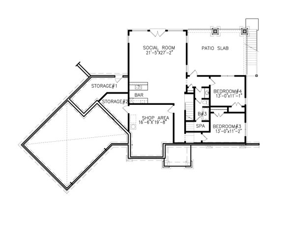 Ranch Floor Plan - Lower Floor Plan #54-484