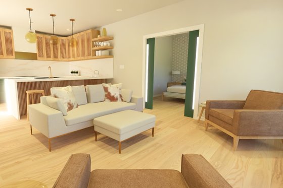 Interior - Family Room for Cottage House Plan #126-222 - 1 bed, 1 bath