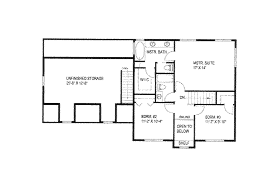Floor Plan - Upper Floor for Traditional House Plan #117-201 - 3 bed, 3 bath