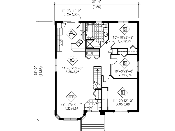 House Blueprint - Cottage Floor Plan - Main Floor Plan #25-4119
