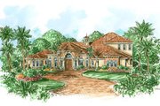 Mediterranean Style House Plan - 4 Beds 4.5 Baths 4392 Sq/Ft Plan #27-204 