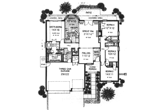 Floor Plan - Main Floor for European House Plan #310-589 - 4 bed, 2 bath