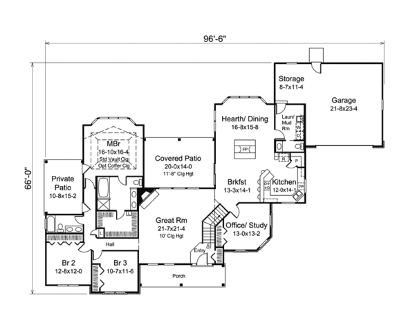 Architectural House Design - Ranch Floor Plan - Main Floor Plan #57-620