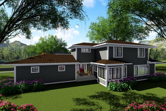 Exterior - Rear Elevation for Modern House Plan #70-1431 - 4 bed, 3 bath