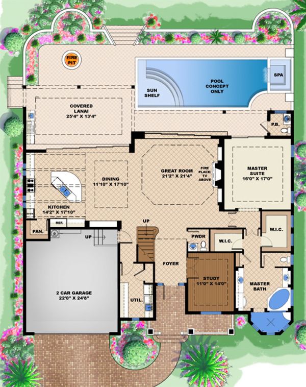 House Plan Design - Beach Floor Plan - Main Floor Plan #27-514