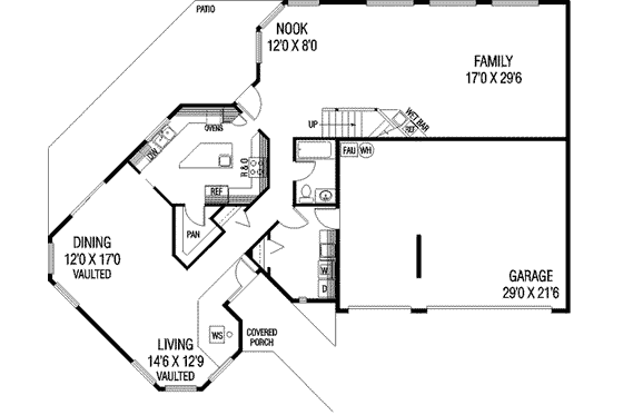 Floor Plan - Main Floor for Traditional House Plan #60-344 - 4 bed, 3 bath