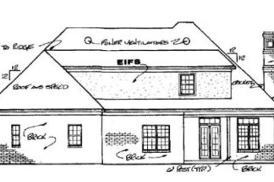 Exterior - Rear Elevation for European House Plan #16-214 - 4 bed, 3.5 bath