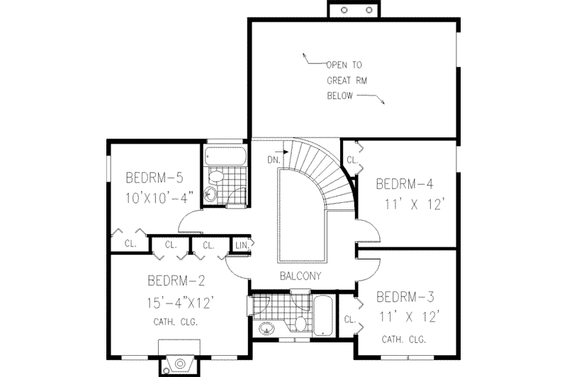Home Plan - Floor Plan - Upper Floor for Traditional House Plan #3-205 - 5 bed, 3.5 bath