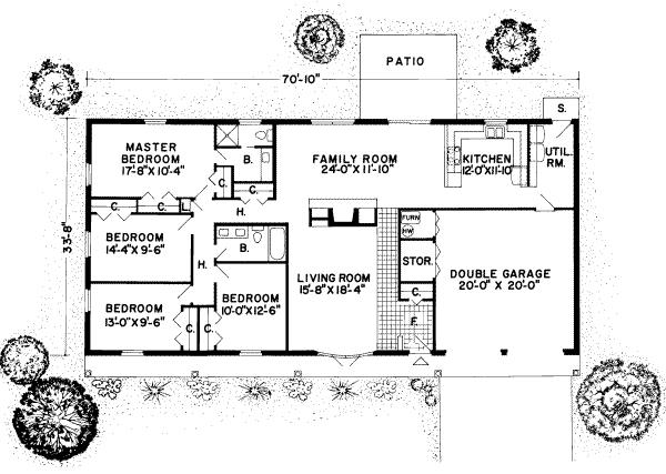 Ranch Floor Plan - Main Floor Plan #312-490