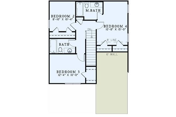 Floor Plan - Upper Floor for Traditional House Plan #17-2436 - 4 bed, 3.5 bath