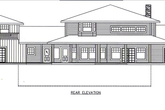 Exterior - Rear Elevation for Farmhouse House Plan #117-1114 - 4 bed, 5 bath