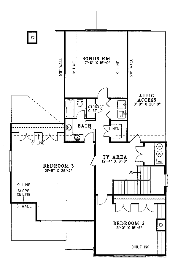 Traditional Floor Plan - Upper Floor Plan #17-212
