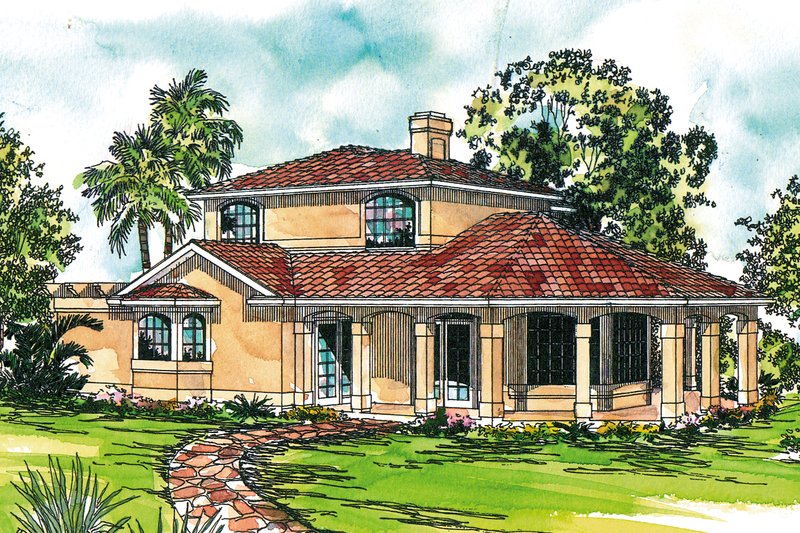 House Blueprint - Mediterranean Exterior - Front Elevation Plan #124-1074