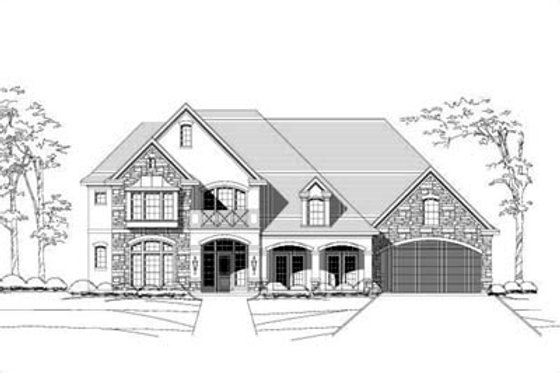 Exterior - Front Elevation for European House Plan #411-103 - 4 bed, 4.5 bath