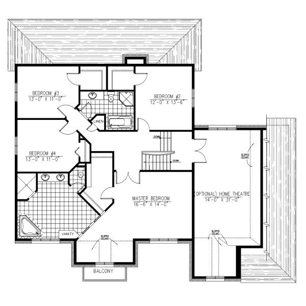 European Floor Plan - Upper Floor Plan #138-331