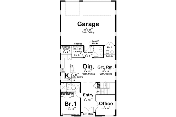 Floor Plan - Main Floor for Barndominium House Plan #455-508 - 2 bed, 2.5 bath