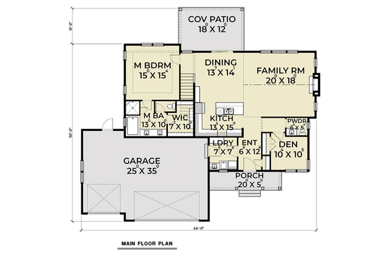 Floor Plan - Main Floor for Craftsman House Plan #1070-35 - 4 bed, 2.5 bath
