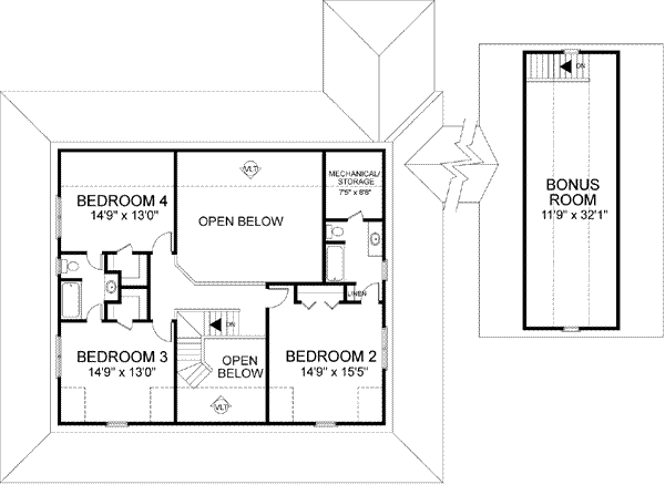 Farmhouse Floor Plan - Upper Floor Plan #56-205