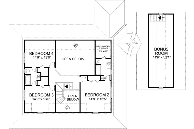 Home Plan - Floor Plan - Upper Floor for Farmhouse House Plan #56-205 - 4 bed, 3.5 bath