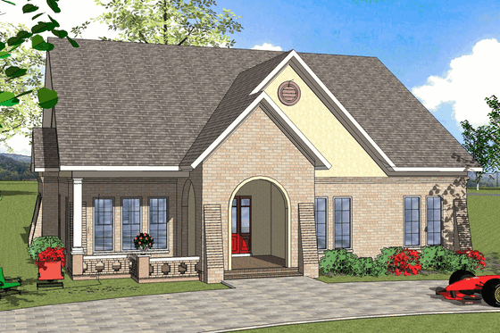 Exterior - Front Elevation for Southern House Plan #8-242 - 3 bed, 2 bath