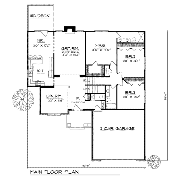 Architectural House Design - Traditional Floor Plan - Main Floor Plan #70-233