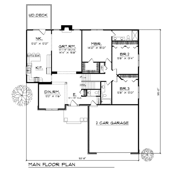 House Blueprint - Traditional Floor Plan - Main Floor Plan #70-233