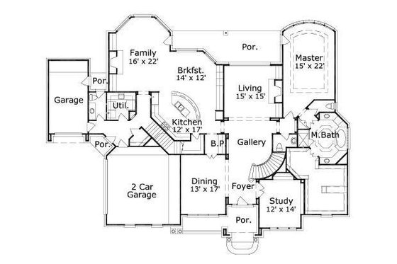 Floor Plan - Main Floor for Traditional House Plan #411-814 - 5 bed, 4.5 bath